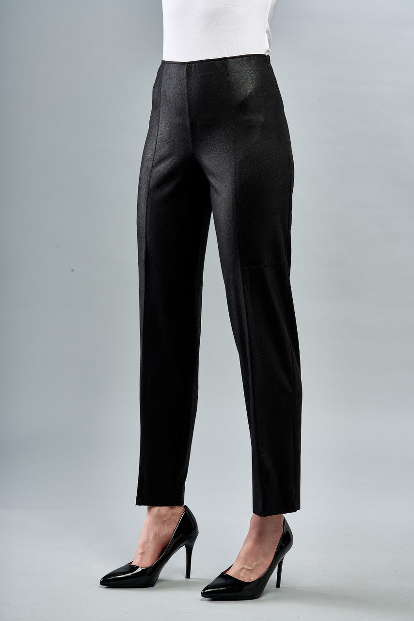 Amber Taupe Saddle Black Black BCP8726 Faux Vegan Leather Seamed Pants