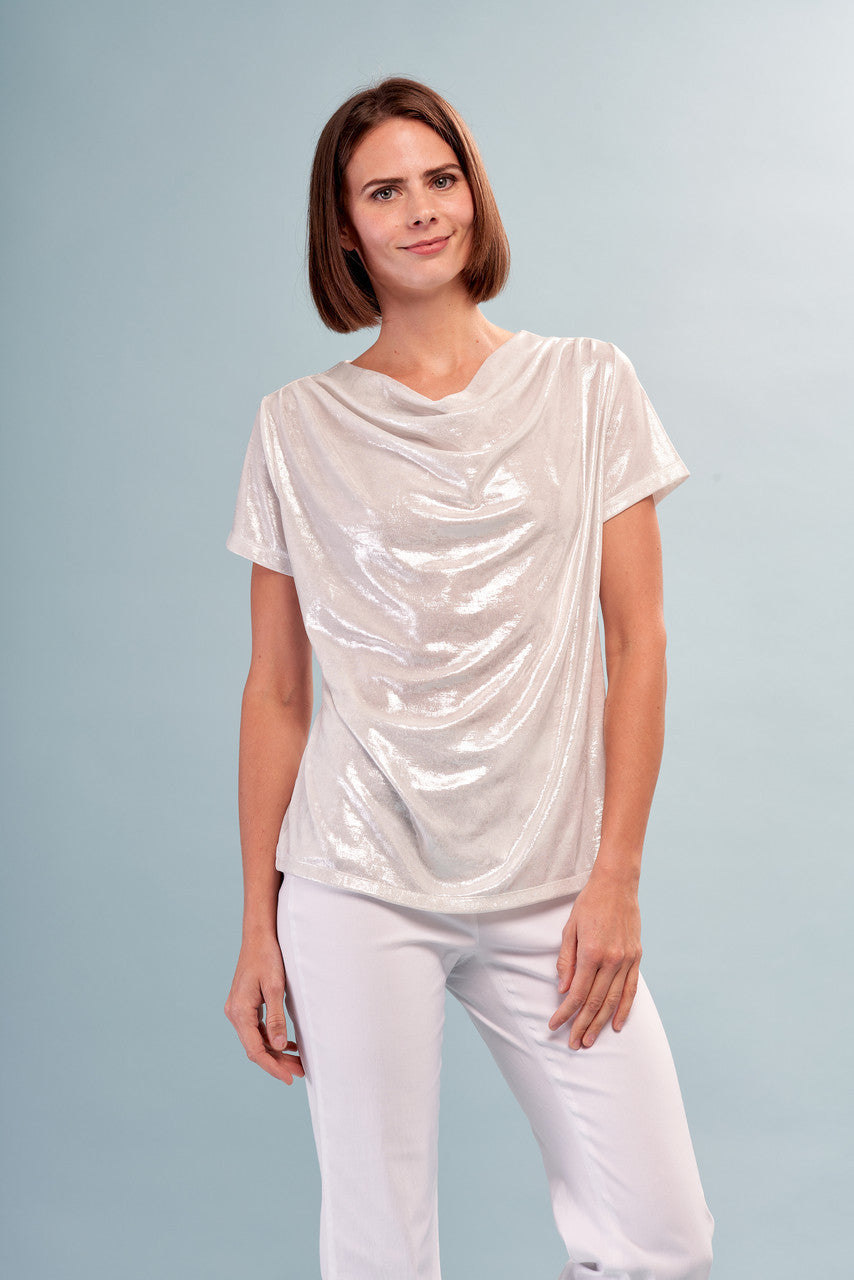 BCT5715C Cowl Neck Metallic Top