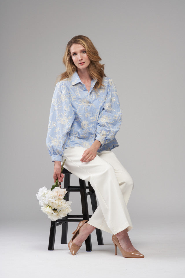 BCT4767 Embroidered Sequin Top