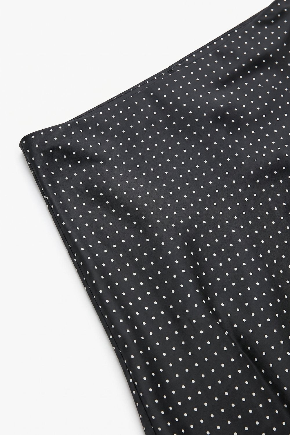 Black Polka-Dot Print Lightweight Woven A-Line Midi Skirt no waistband