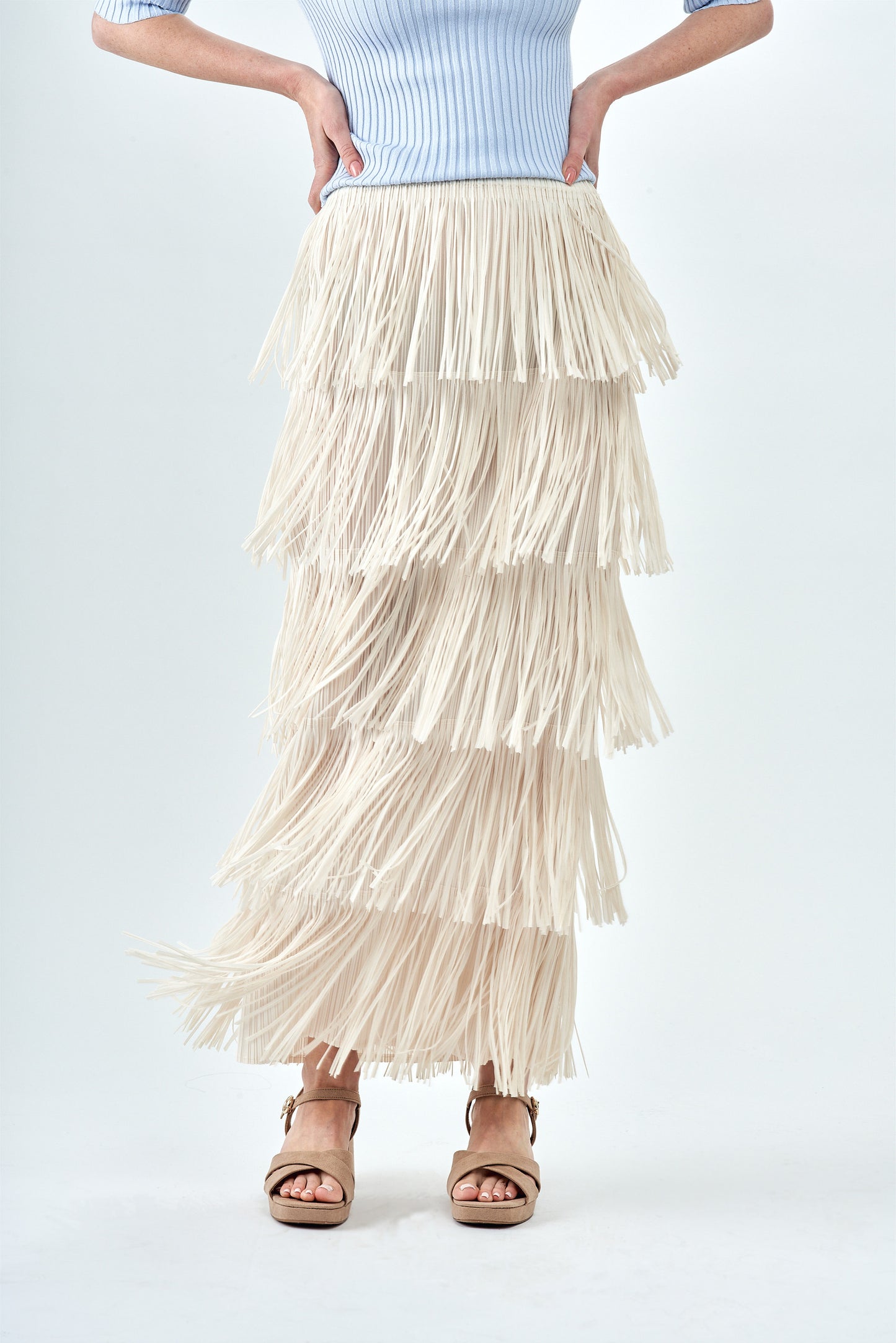 BCS1822A Layered Fringe Skirt
