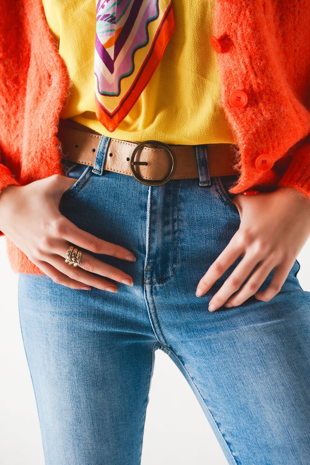 70s high flare jeans in light wash stretch