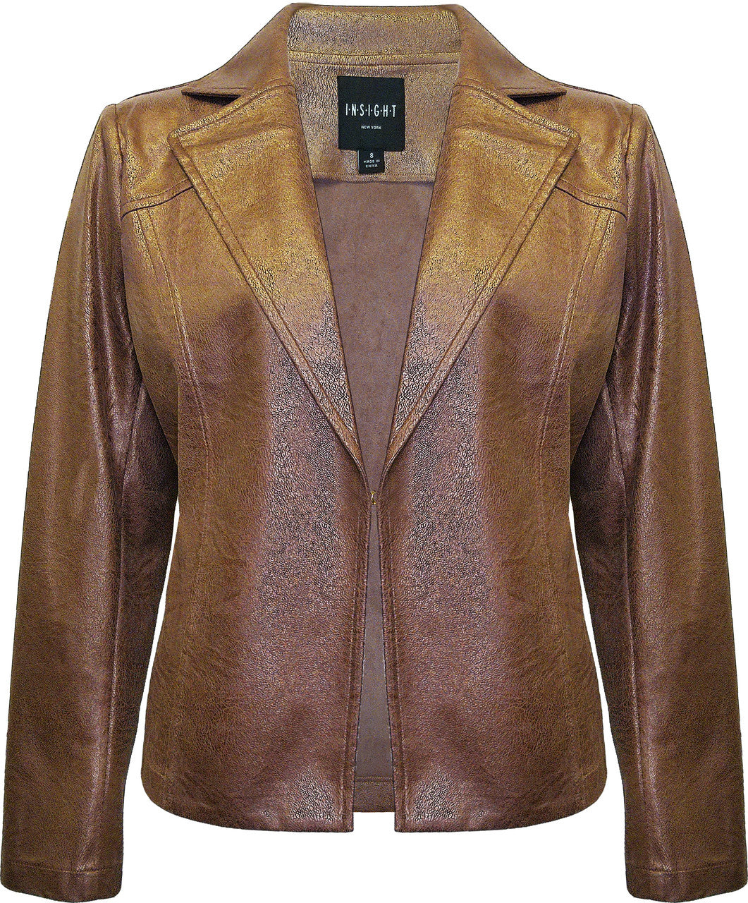 BCJ90A89N Metallic Faux Vegan Leather Long Jacket