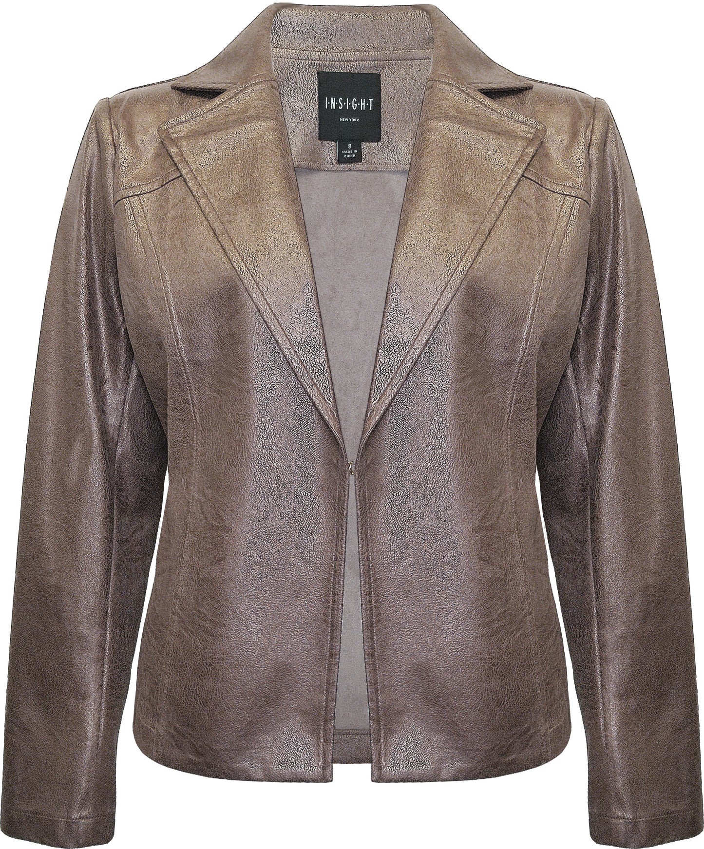 BCJ90A89N Metallic Faux Vegan Leather Long Jacket