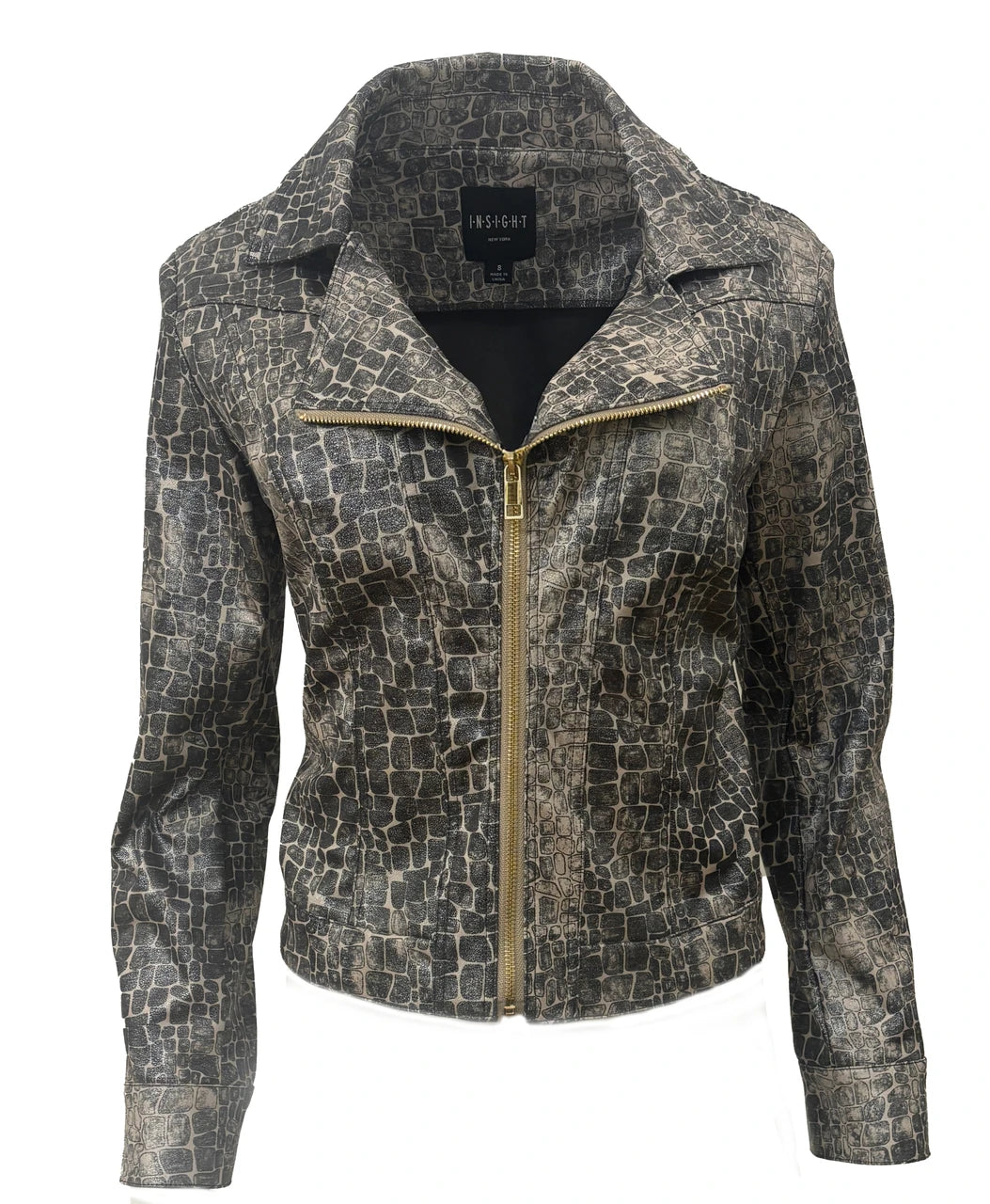 BCJ2647APR Printed Vegan Leather Jacket