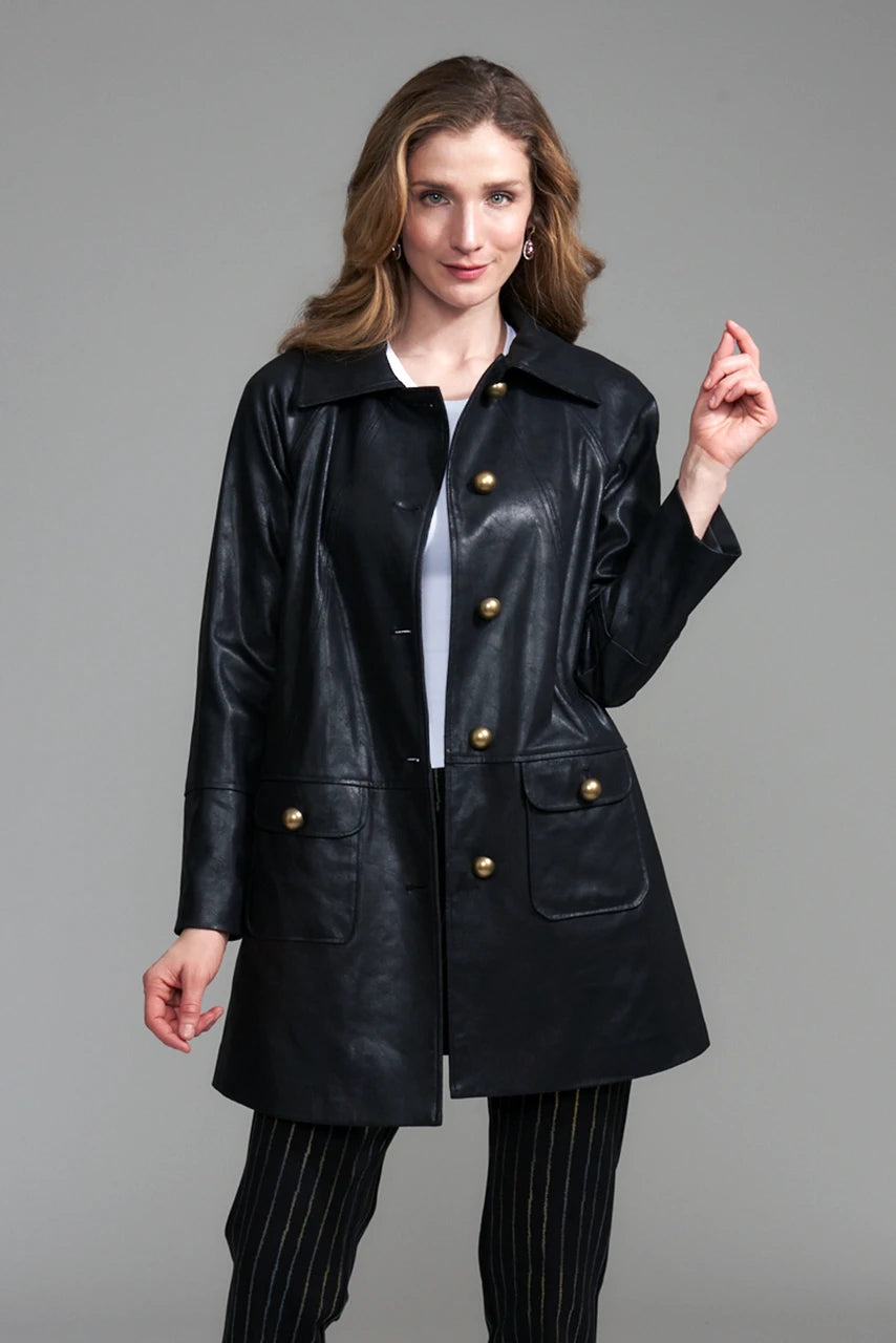 BCJ0930 Vegan Leather Car Coat