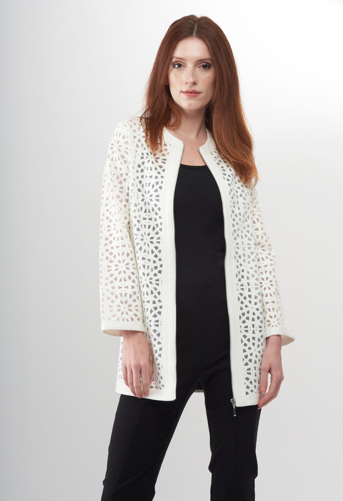 BCJ17633F Long Laser Cut Jacket
