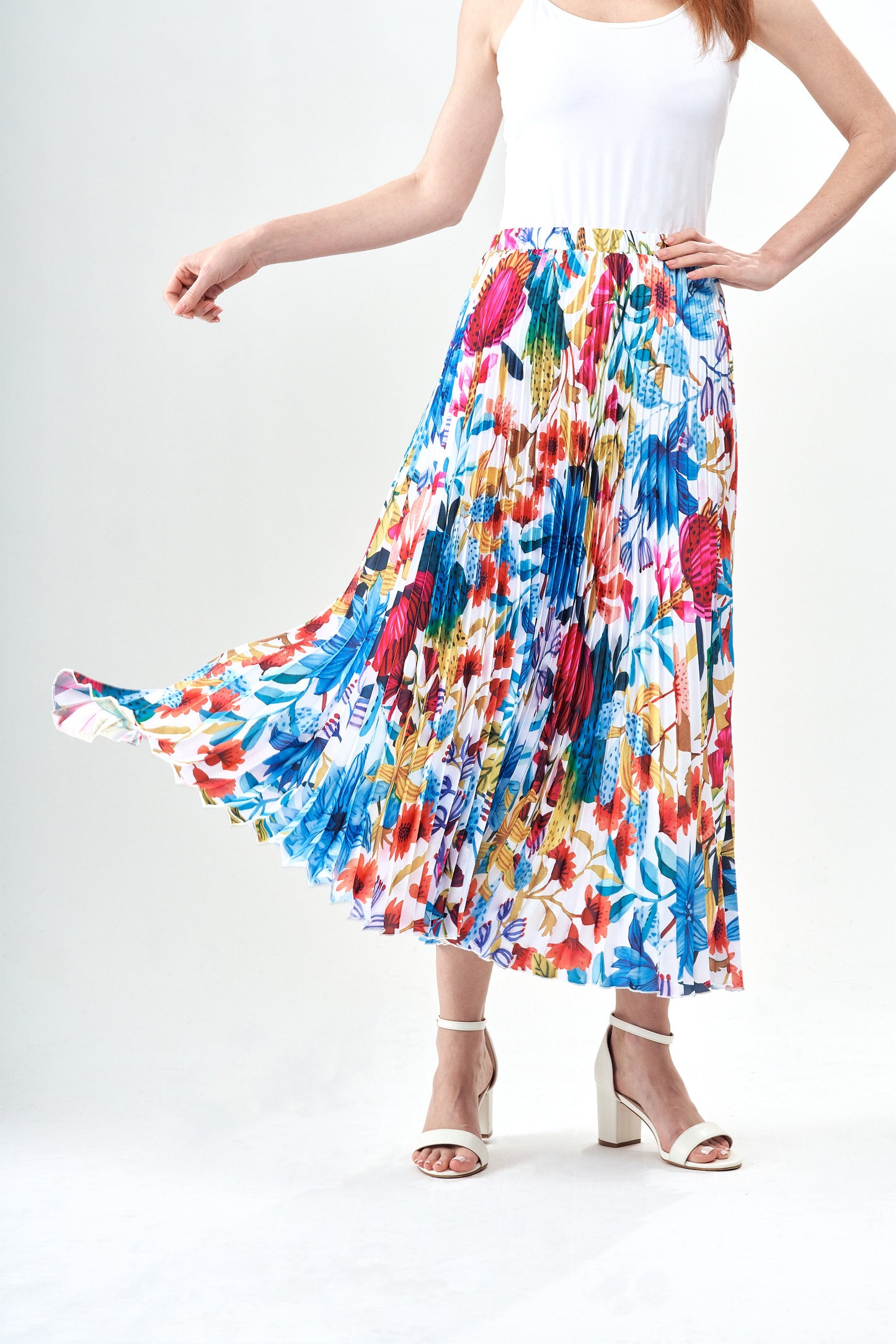 BCS5722BA Floral Pleated Skirt