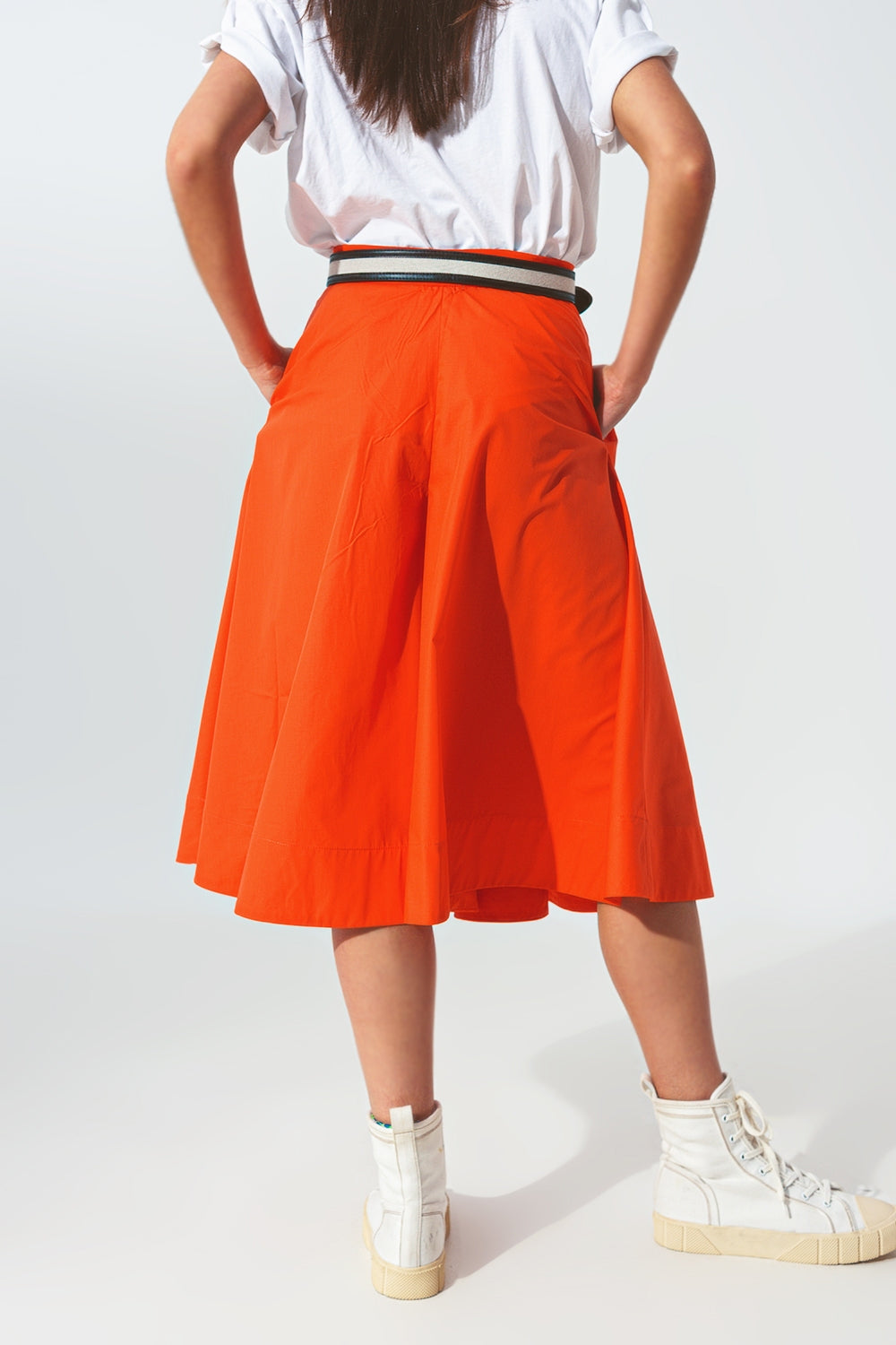 A-line skirt with elastic waist band in Orange