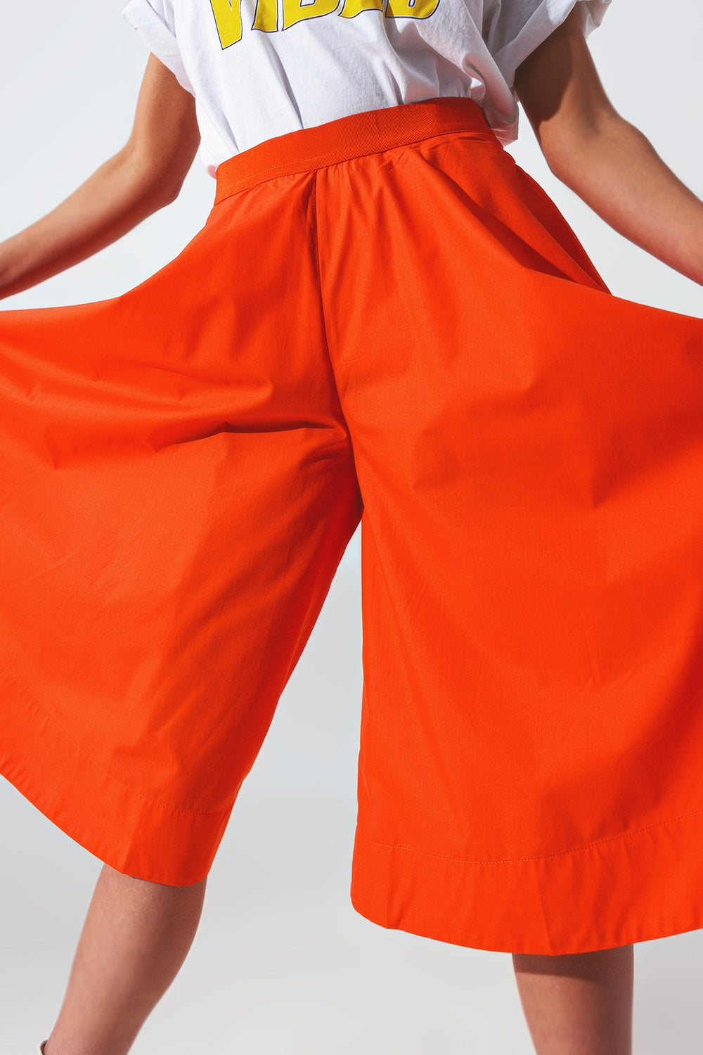 A-line skirt with elastic waist band in Orange