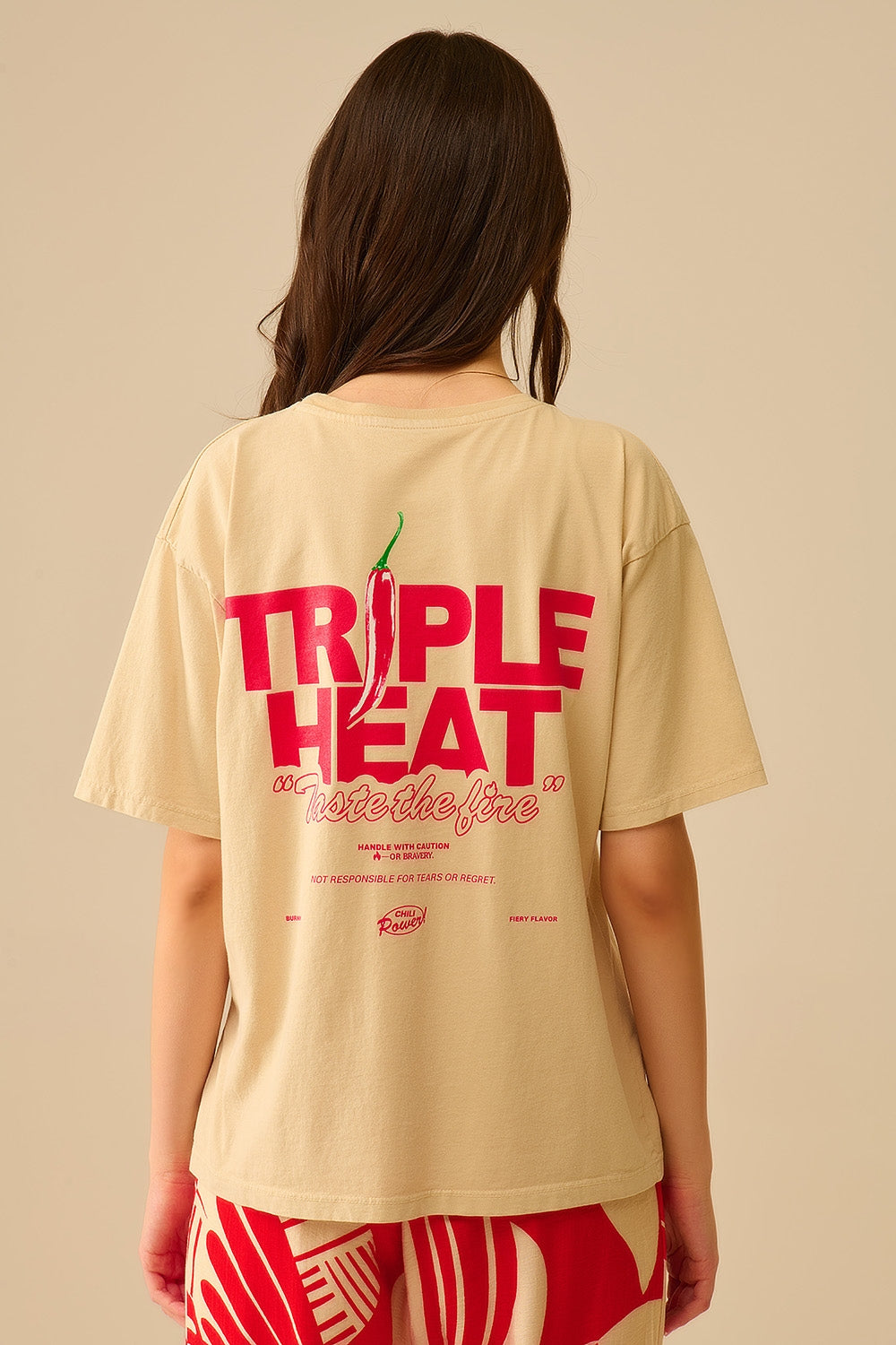 Beige relaxed fit Short Sleeve TRIPLE HEAT T-shirt