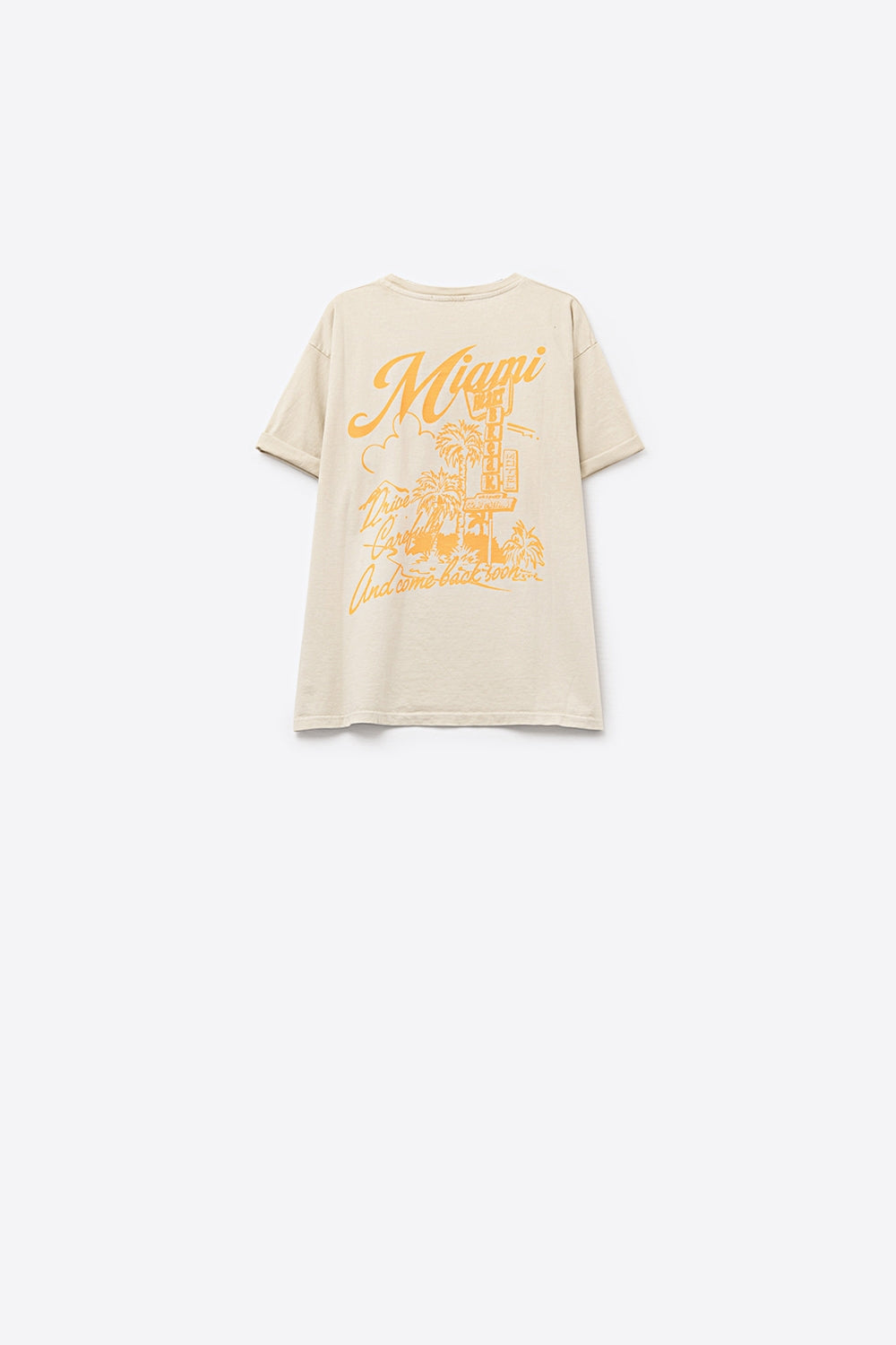 Beige T-shirt with Miami logo print