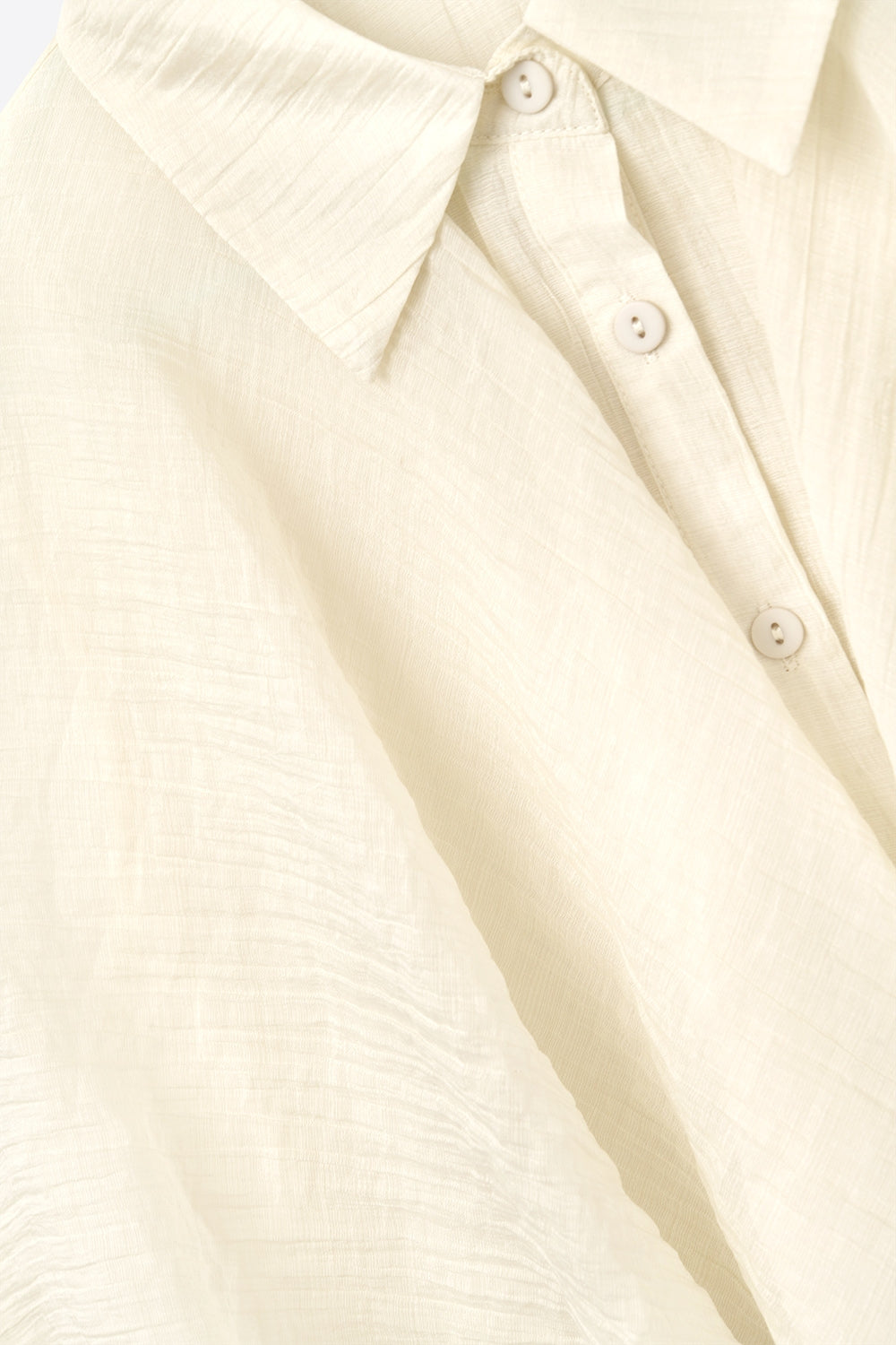Beige textured chiffon blouse with dropped sleeves