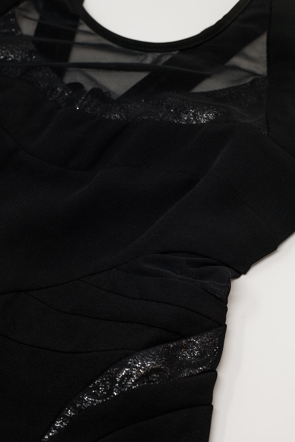 black pencil dress with mesh insert
