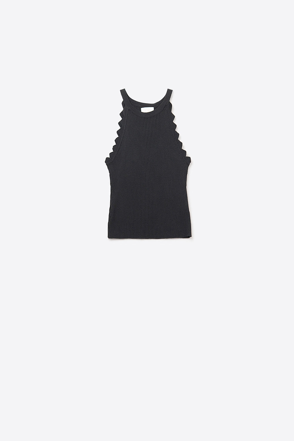 Black Tank Top with Ribbed Underarm Detail