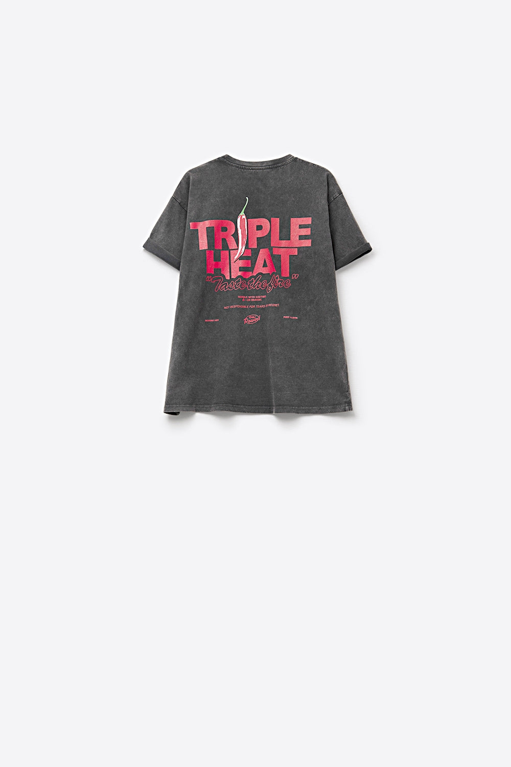 black wash fabric Short Sleeve TRIPLE HEAT LOGO T-shirt