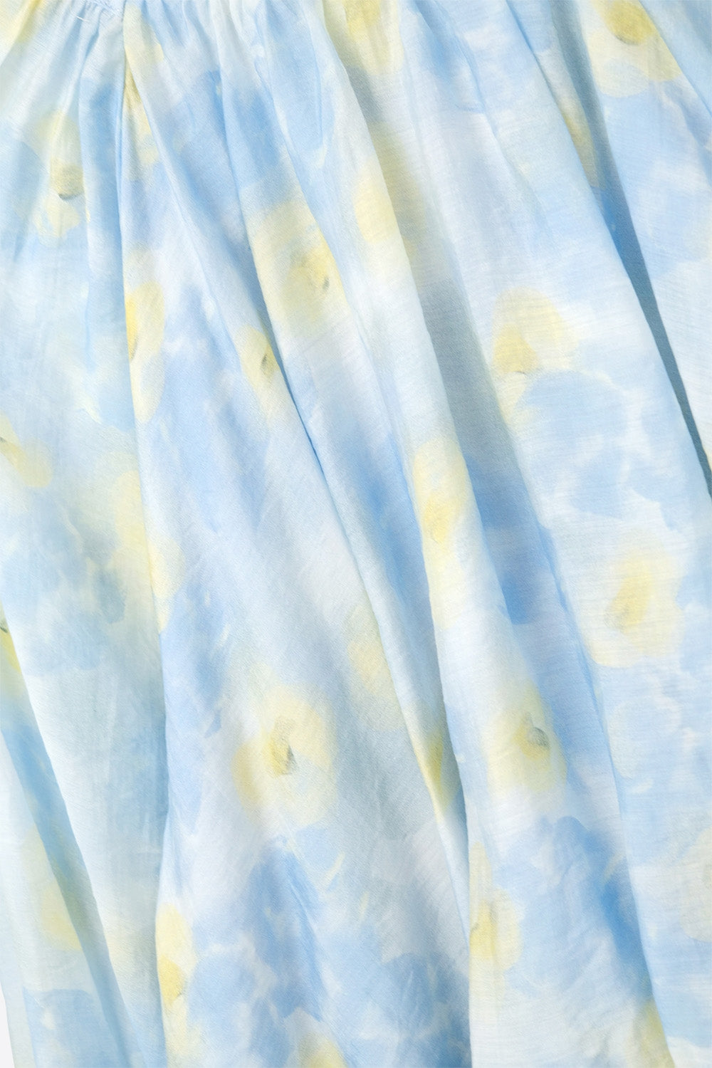 Blue printed chiffon blouse with balloon sleeves