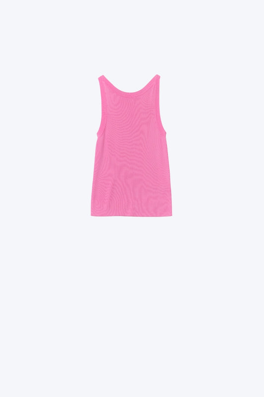 Q2 Boat Neck Comfy Ribbed Top in Fuchsia