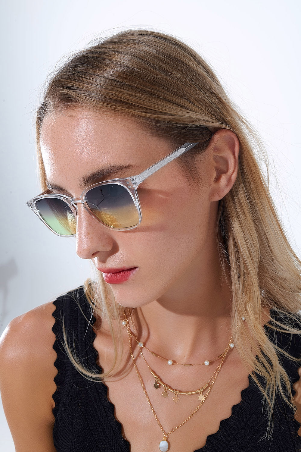 Clear Gradient Sunglasses with Sunset Lenses