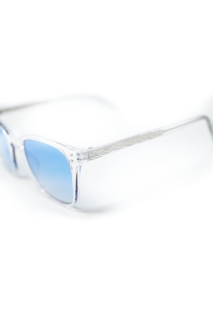 Clear Square Sunglasses with Light Blue Gradient Lenses