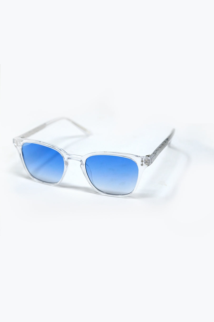 Clear Square Sunglasses with Light Blue Gradient Lenses