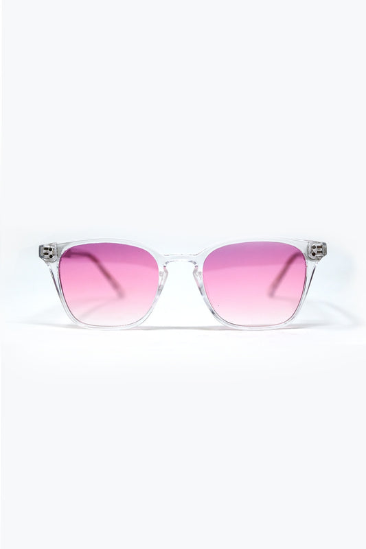 Q2 Clear Sunglasses with Pink Gradient Lenses
