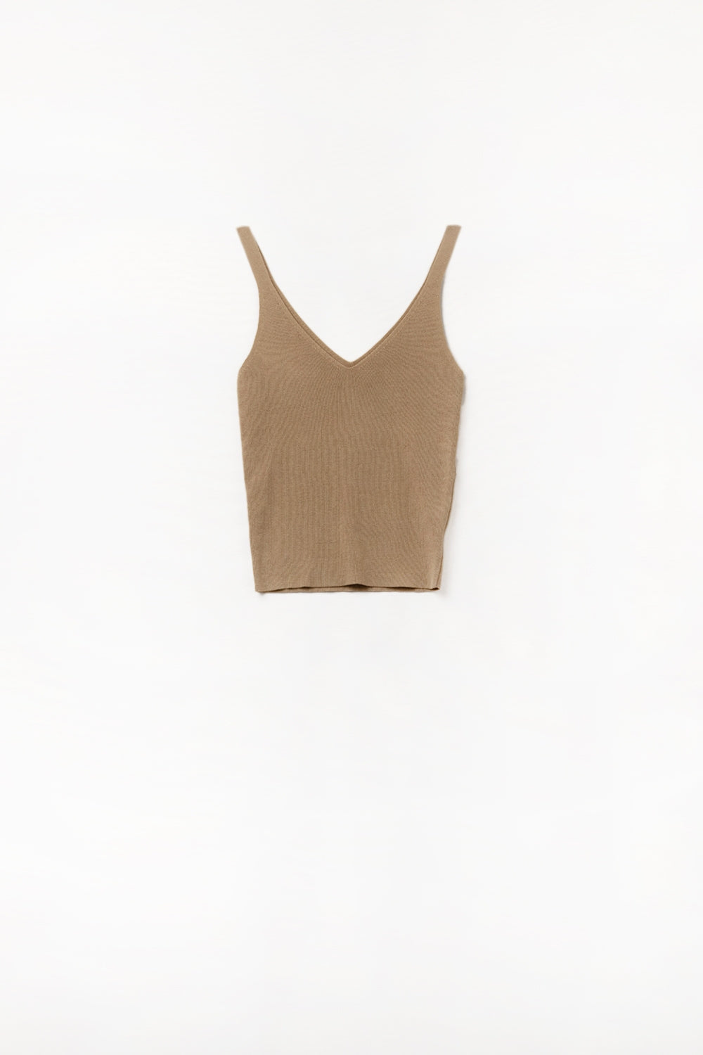 Q2 Comfy Ribbed knitted Tank Top in Camel