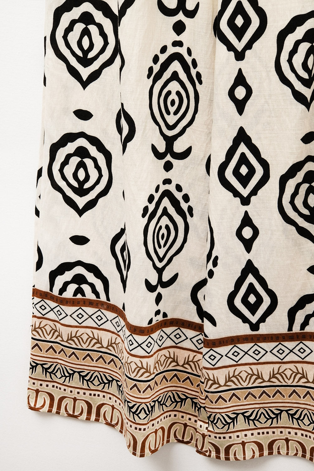 Cream wide leg boho print pants