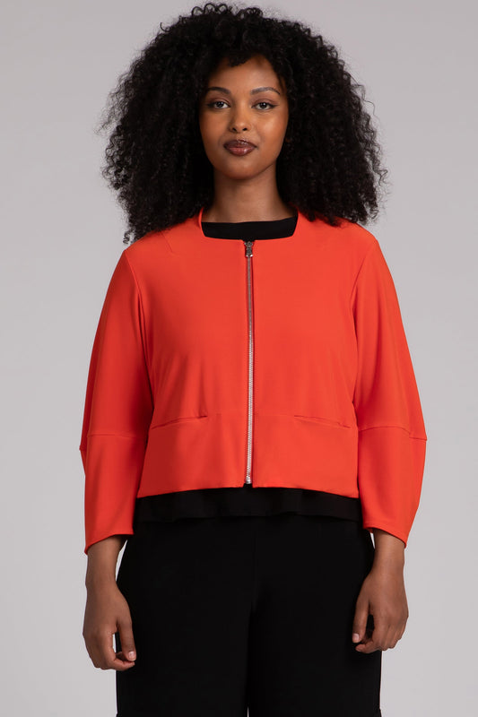 Cropped Lantern Jacket with Zip Front