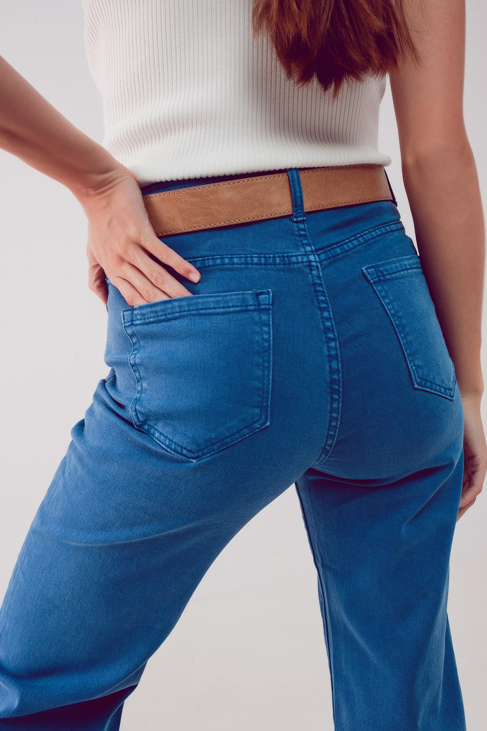 Cropped wide leg jeans in blue