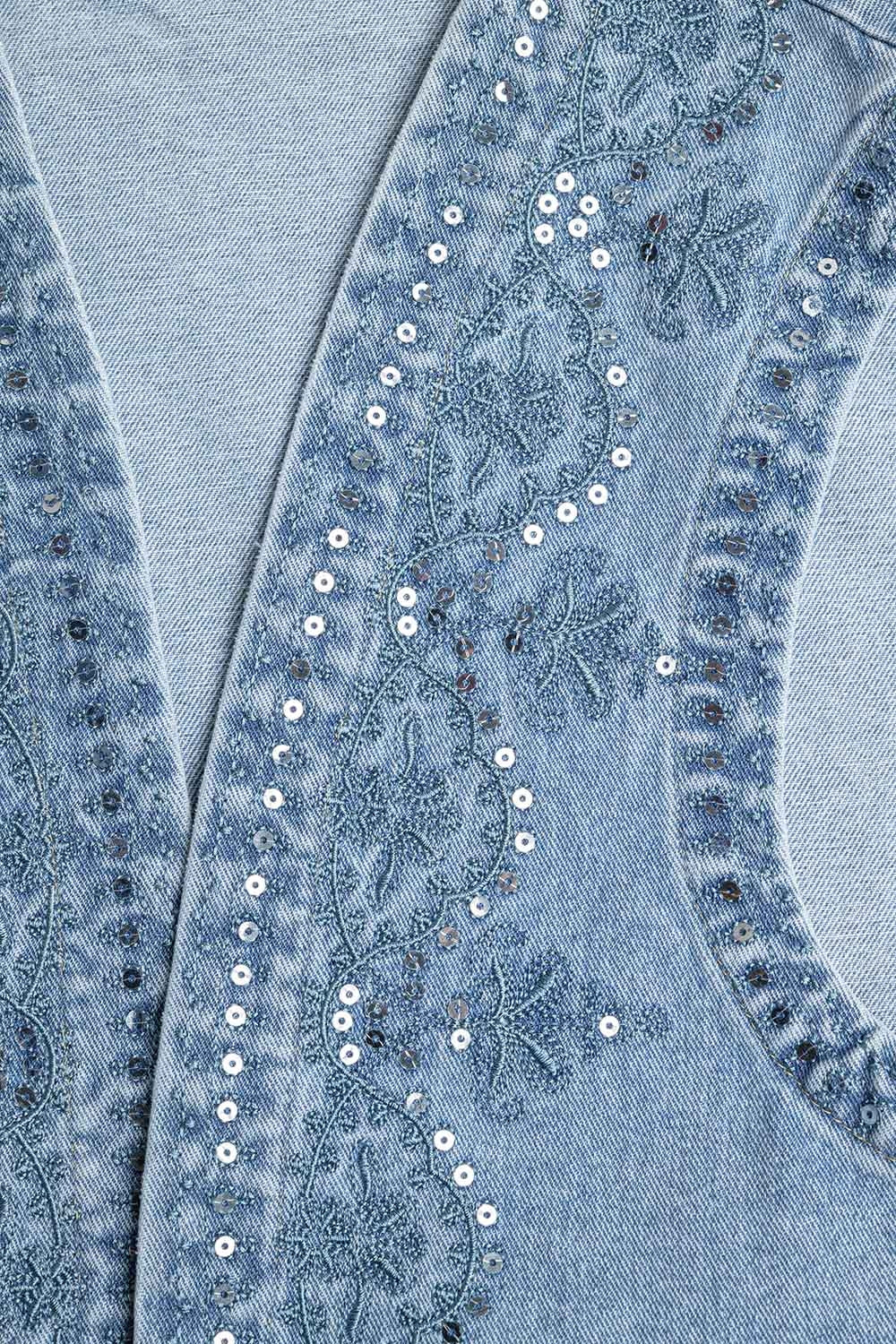Denim Vest with sequin Pattern