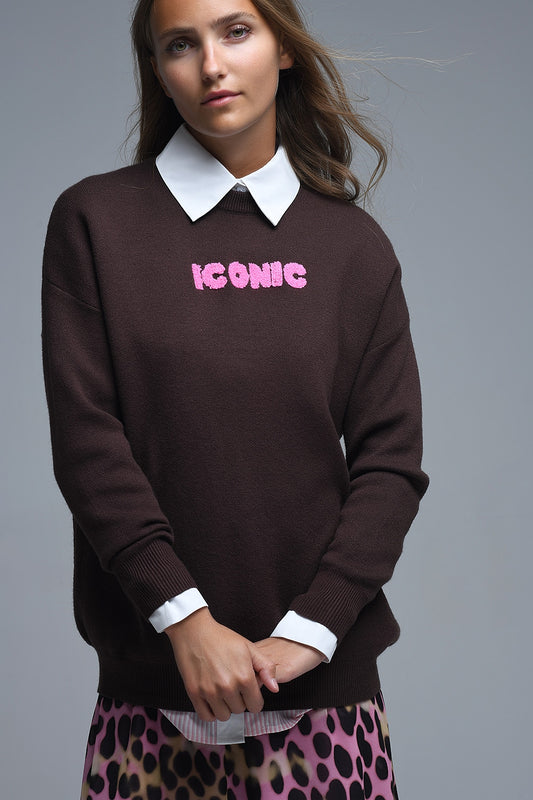 Q2 Embroidered ICONIC Sweater with Global Tour Back Print