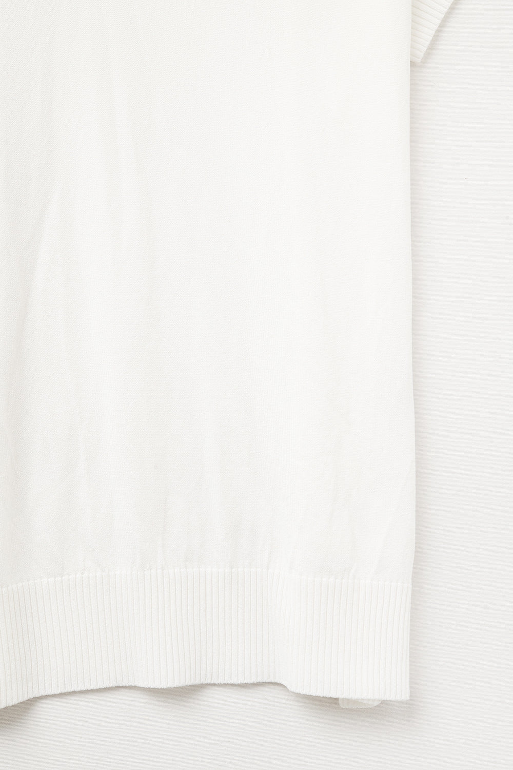 Fine Knit Polo-Style Short Sleeve Top in White
