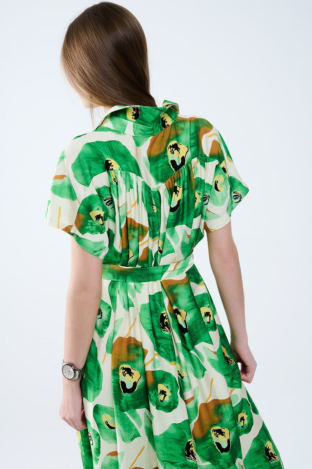 Floral Bliss Dress in Green and Warm Hues
