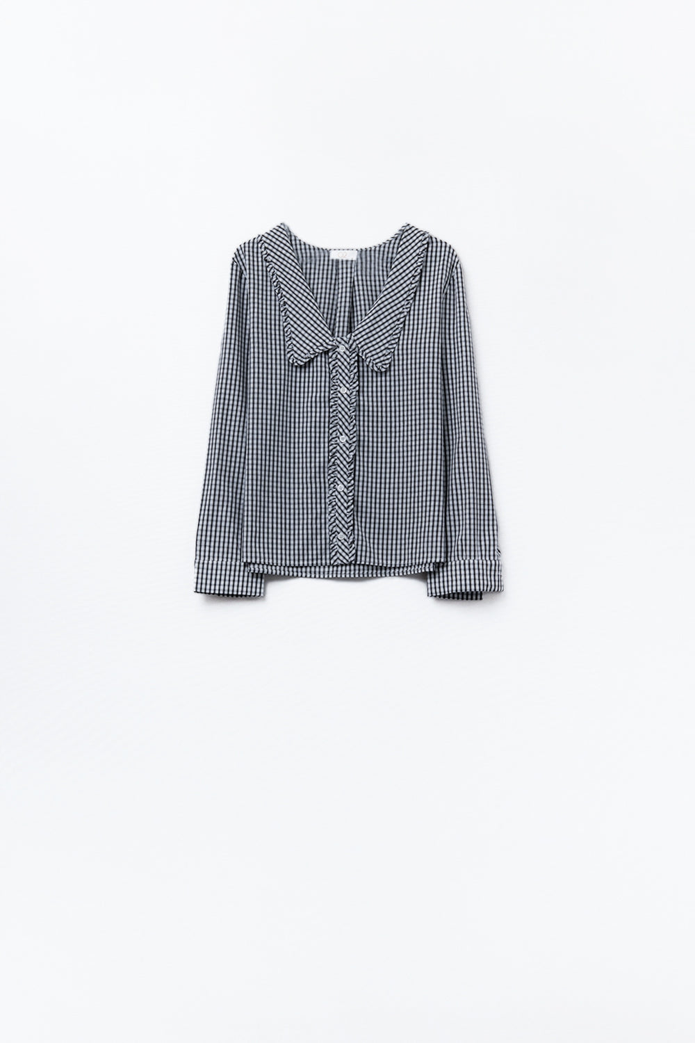 Gingham peter pan collar blouse in Black and White