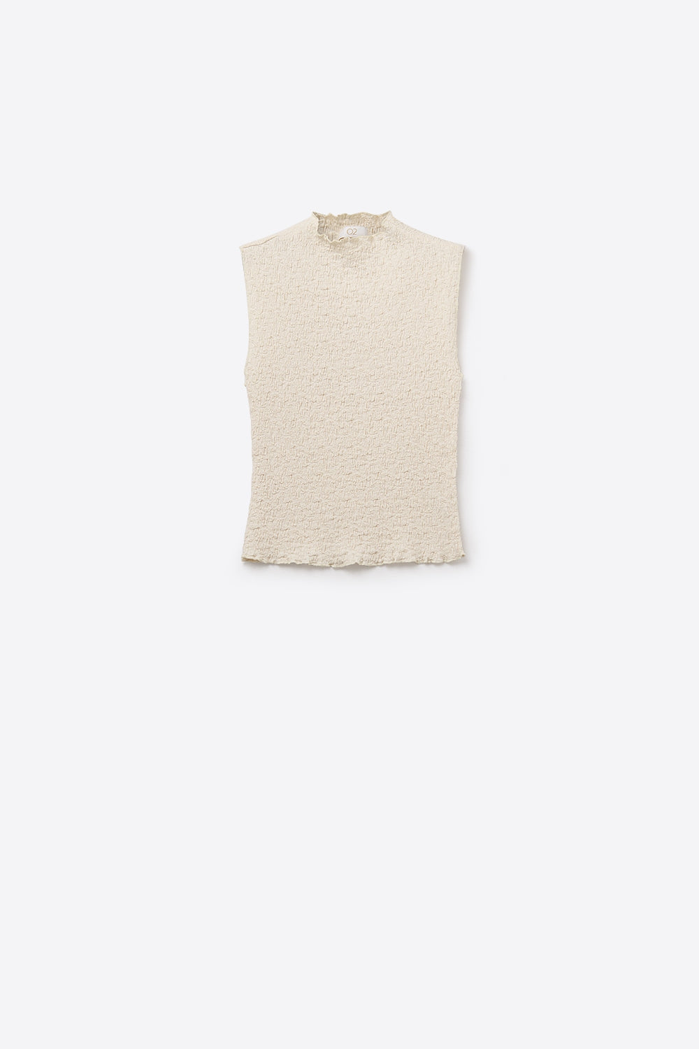 High Neck Textured Knit Sleeveless Top