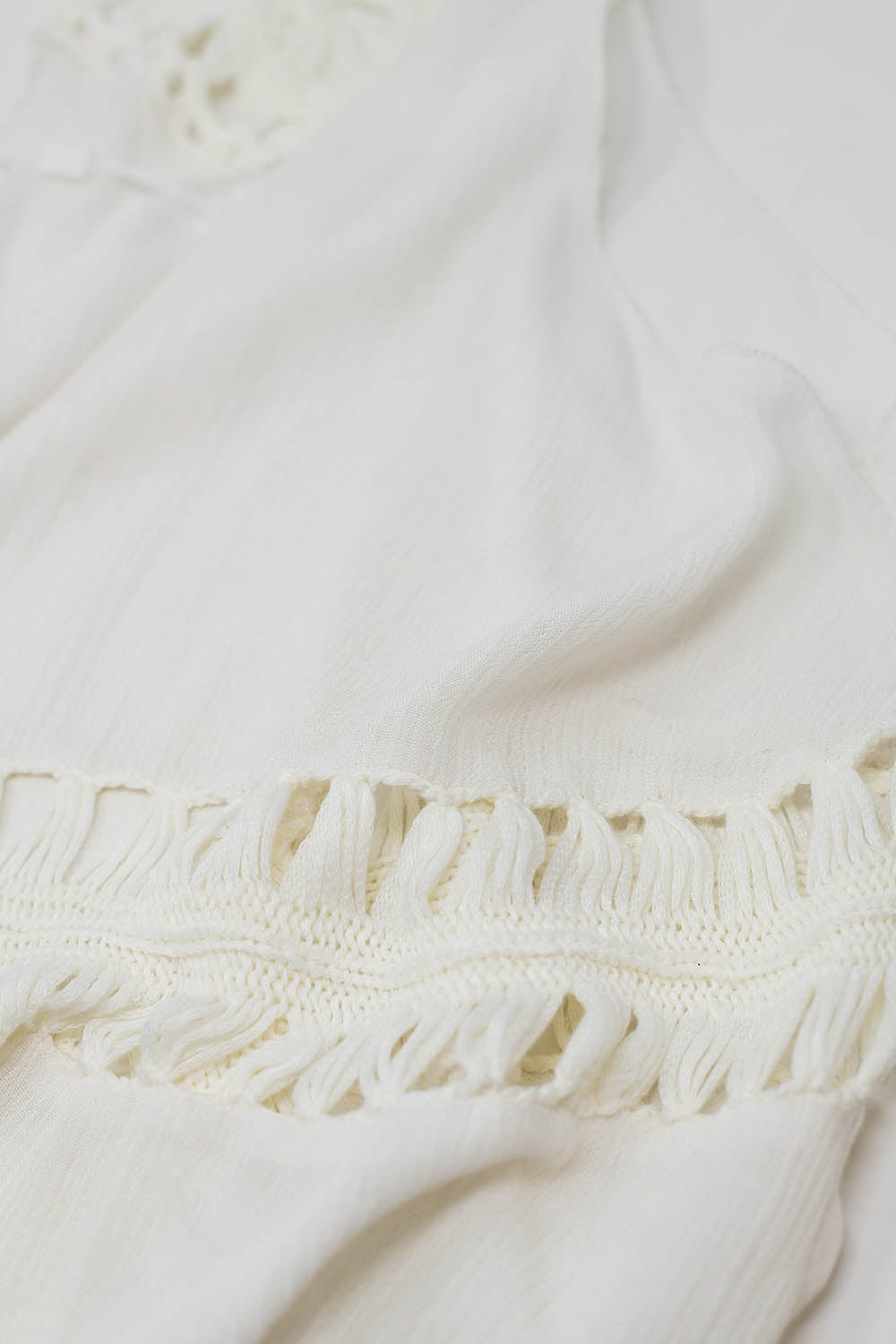 Ivory Crochet Fringed Kimono