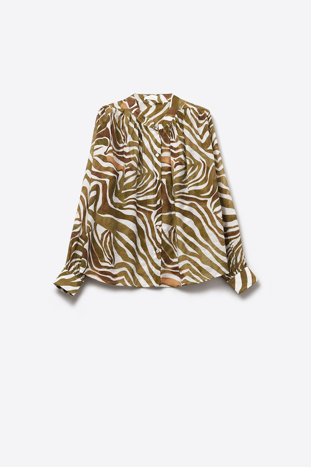 khaki zebra print flowy chiffon blouse