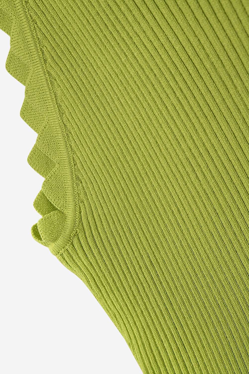 Light Moss Green Tank Top with Ribbed Underarm Detail