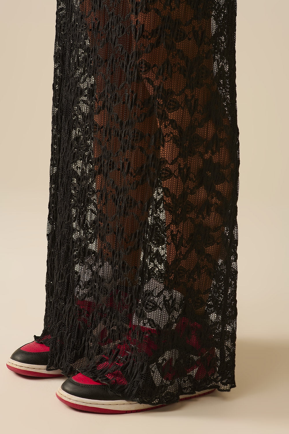 Long Sheer Black Bohemian Style Skirt