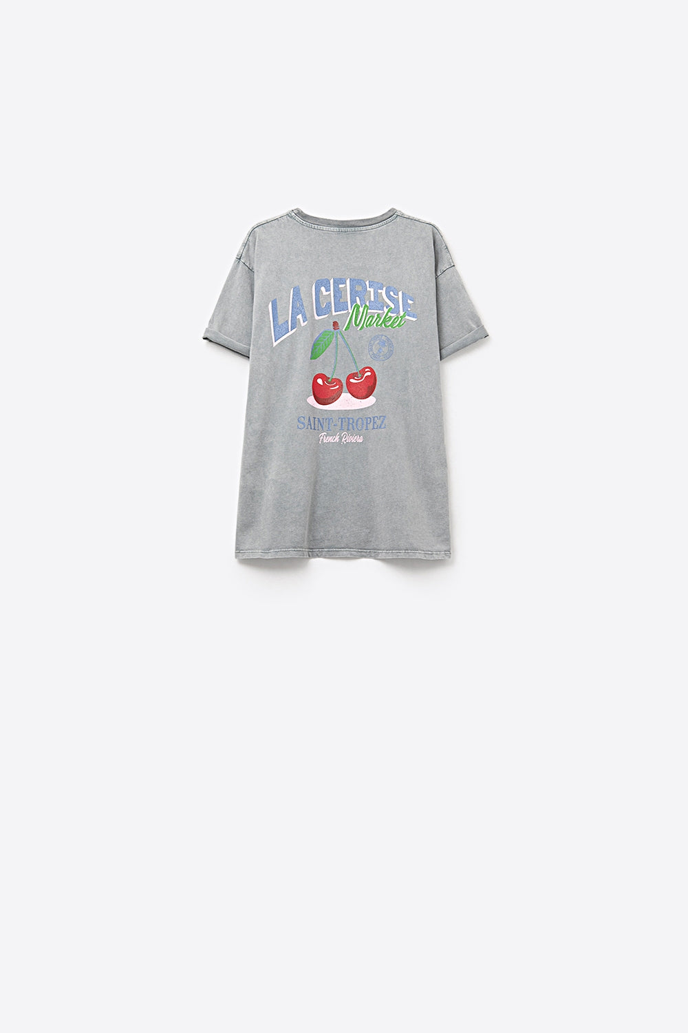 made in italy Grey T-shirt with La Cerise Market Saint-Tropez graphic