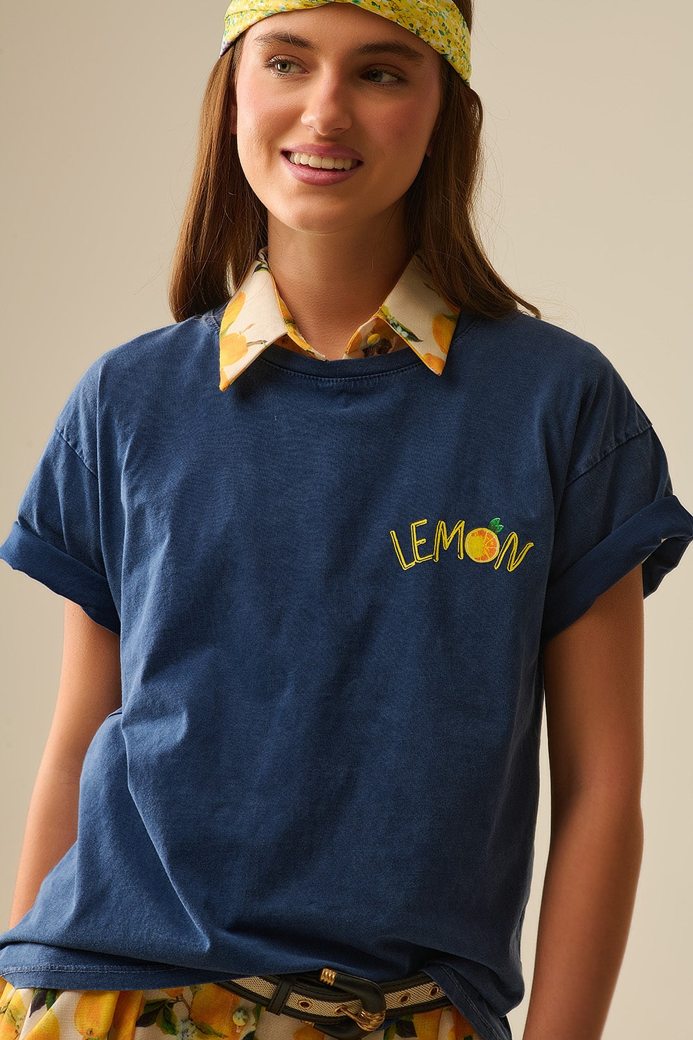 Made in Italy navy t-shirt with Lemon graphic