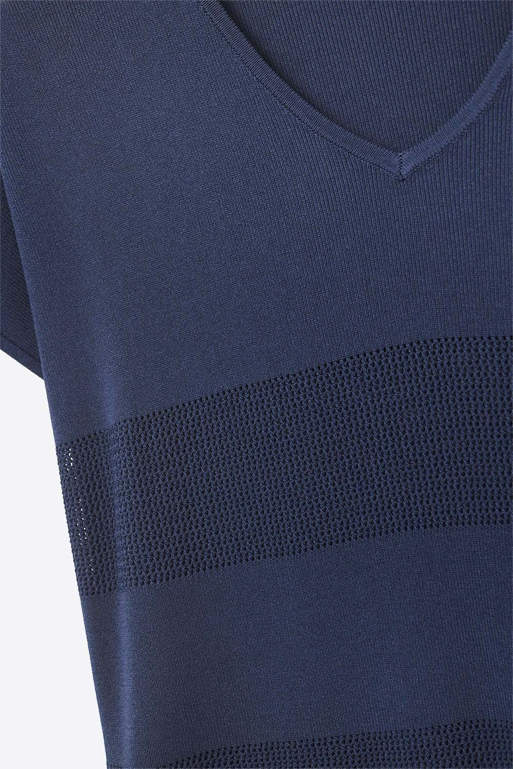 Navy Striped Texture Knit sweater