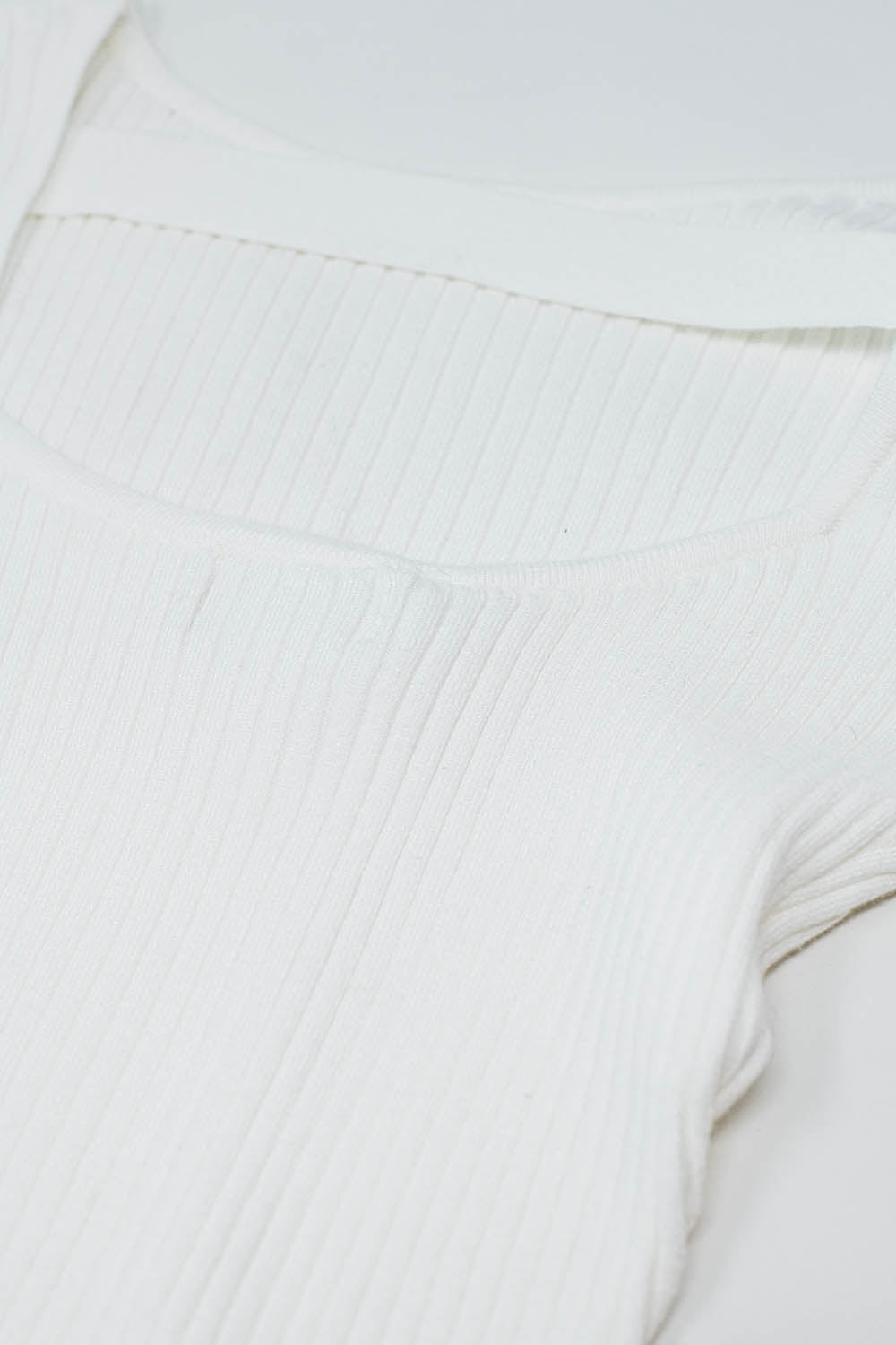 open back white ribbed sweater