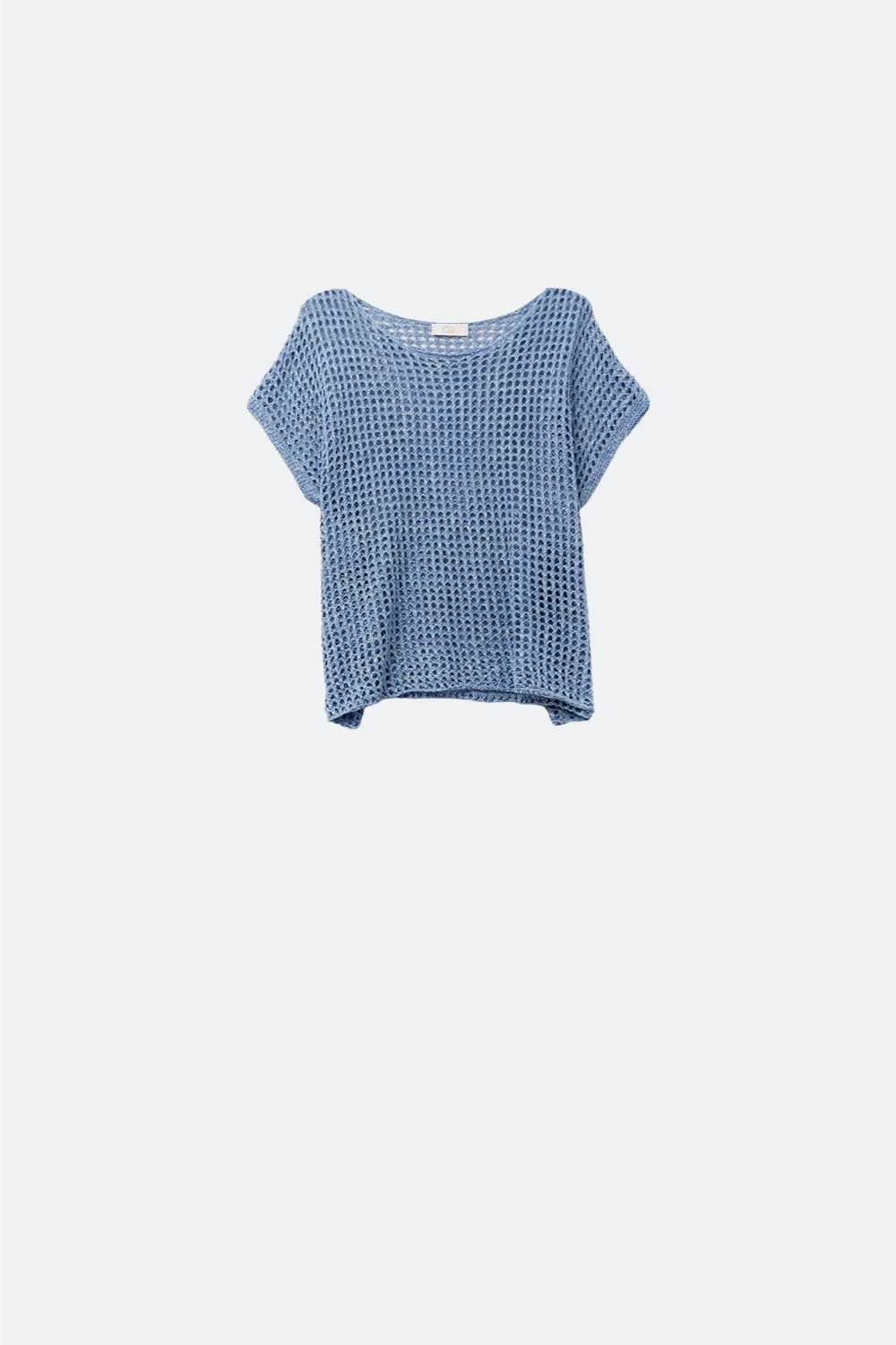 Q2 Open-knit dropped Short-sleeved Top in blue