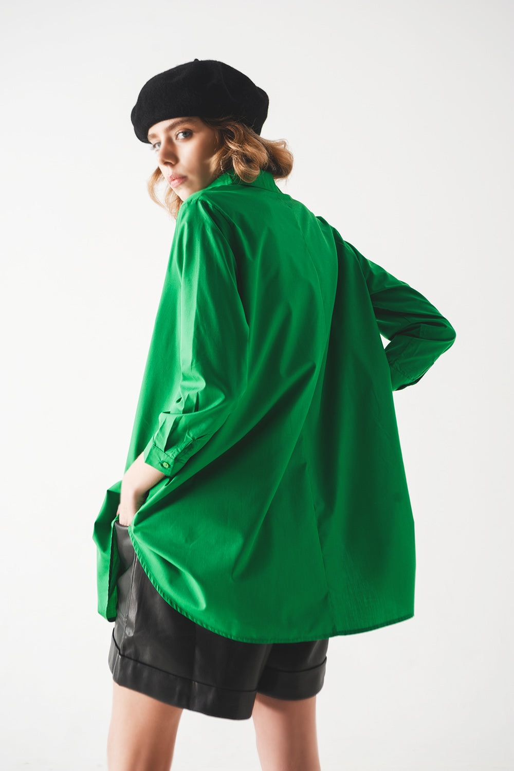 Oversized shirt in bold green