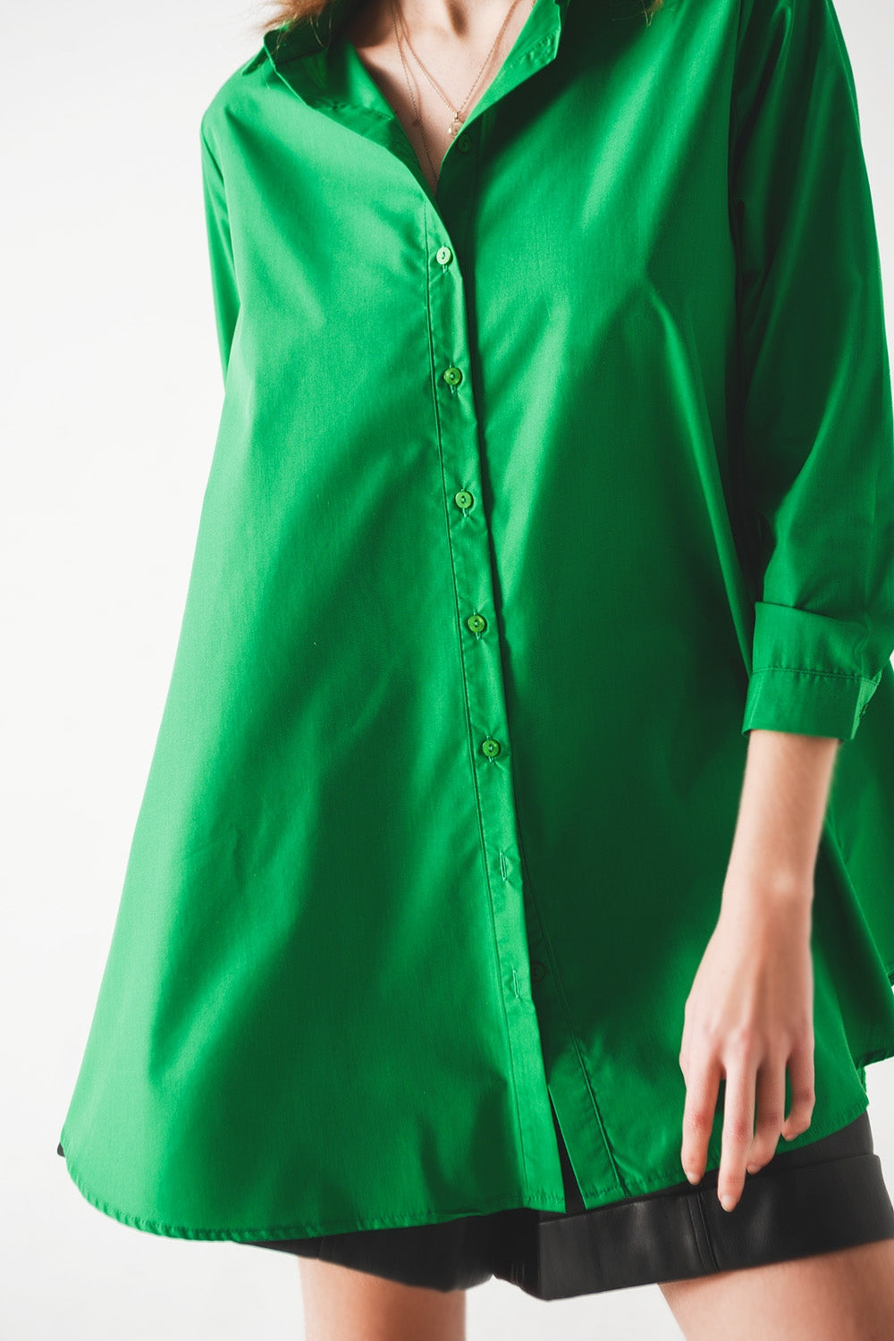 Oversized shirt in bold green