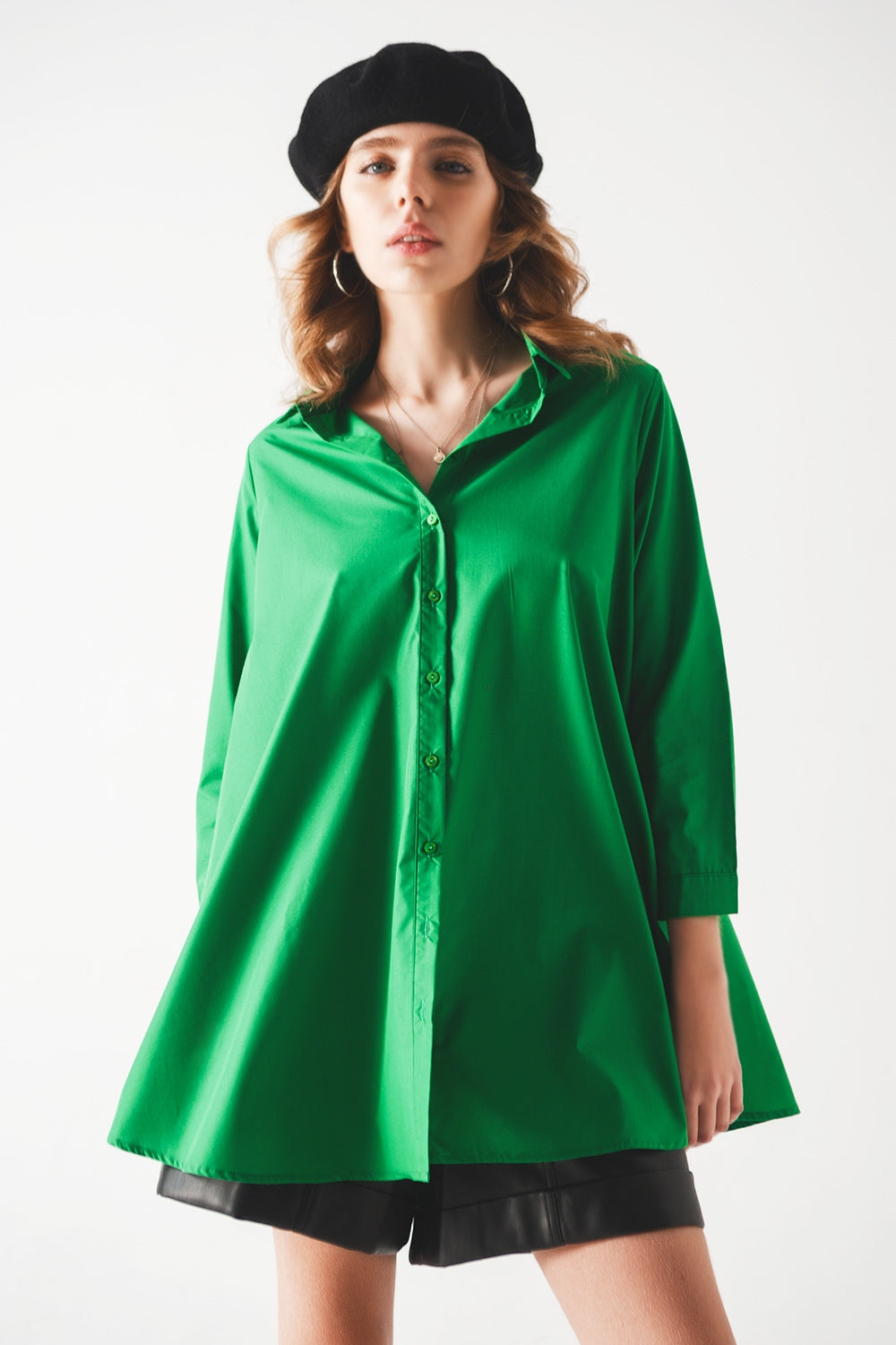 Oversized shirt in bold green