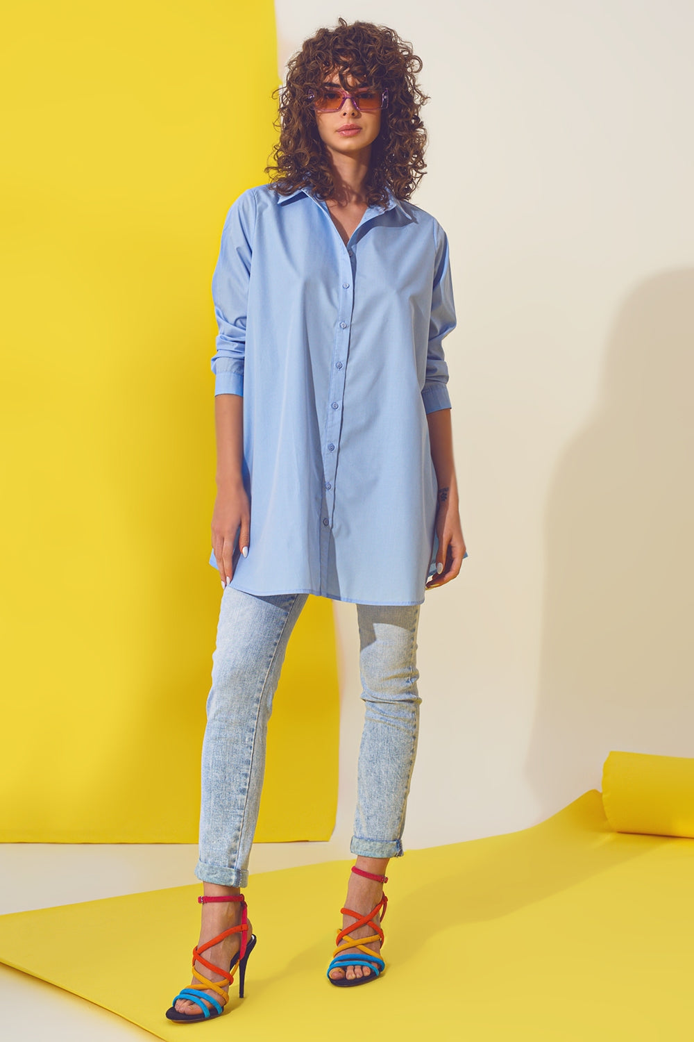 Oversized shirt in light blue