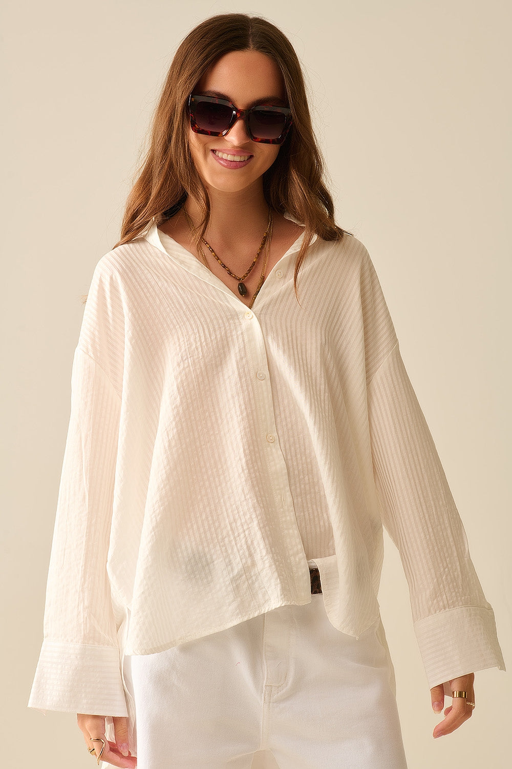 oversized white shirt with bow in the back